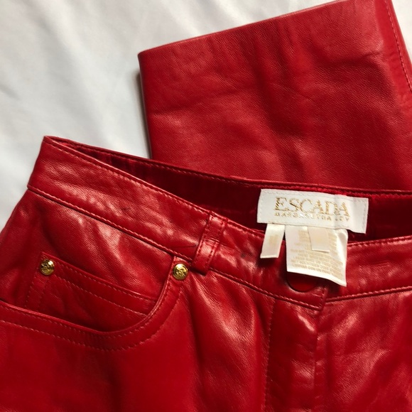 ESCADA MARGARETHA LEY Pants - ESCADA MARGARETHA LEY Vintage Red leather pants 36